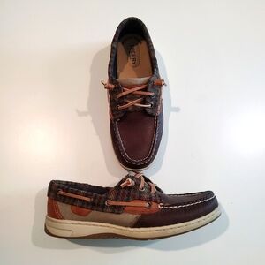 Sperry Top-Sider Plaid Brown Boat Shoes Preppy American Coastal Classic …